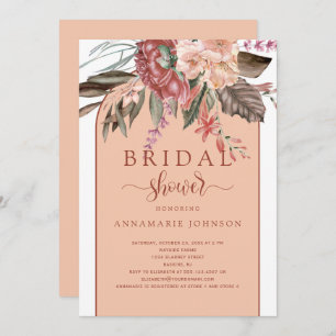 Invitation Automne Aquarelle Flores Rust Terracotta Pêche