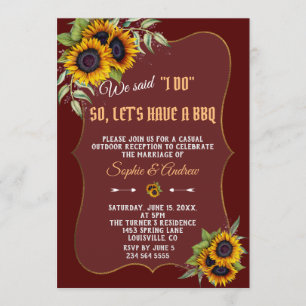 Invitation Automne Aquarelle Tournesols Bourgogne I DO BBQ