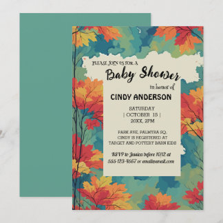 Invitation Automne automne aquarelle baby shower floral