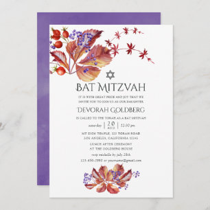 Invitation Automne - Automne Aquarelle Feuille Bat mitzvah