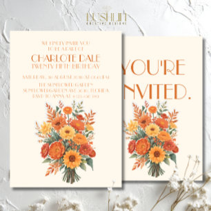 Invitation Automne/Automne Bouquet floral Rustique Anniversai