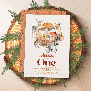 Invitation Automne/Automne Champignons Bois Animaux 1er anniv