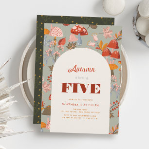 Invitation Automne/Automne Champignons et Fleur sauvage Sage