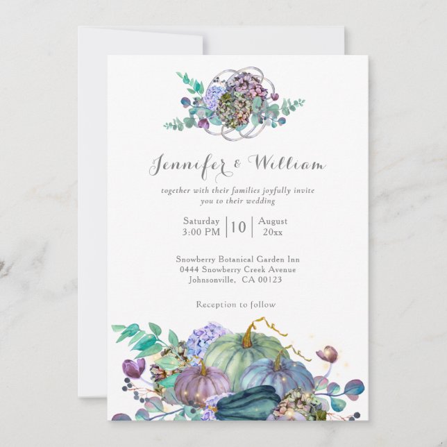 Invitation Automne Automne Citrouille Floral Mariage (Devant)