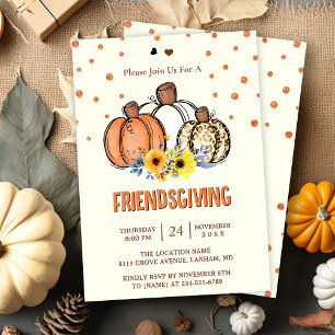 Invitation Automne Automne Citrouille Friendsgiving Diner fêt