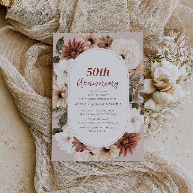 Invitation automne automne fleurs 50e anniversaire mariage (Créateur téléchargé)