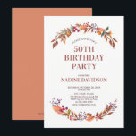Invitation Automne/Automne Floral 50e Anniversaire Fête Invit<br><div class="desc">Cette invitation à l'anniversaire fleurie d'automne est décorée d'une belle couronne avec un jeu de couleurs d'automne. Plus d'articles correspondants disponibles dans ma boutique BaraBomDesign.</div>