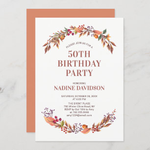 Invitation Automne/Automne Floral 50e Anniversaire Fête Invit