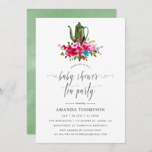 Invitation Automne - Automne Floral Baby shower Tea Party