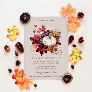 Invitation Automne Automne Floral Citrouilles Thanksgiving Dî