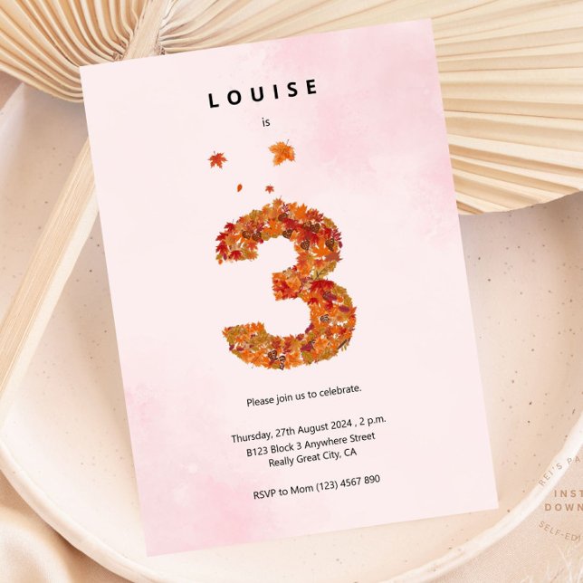 Invitation Automne Automne Jardin Floral 3e anniversaire Esth (Créateur téléchargé)