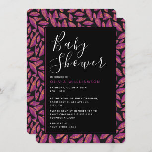Invitation Automne Automne Purple Feuilles Baby shower Invita