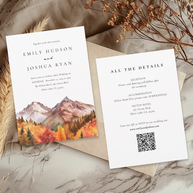 Invitation Automne Automne RSVP All in One QR Code Mariage (Créateur téléchargé)