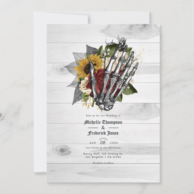 Invitation Automne Automne Rustique Floral Mariage gothique (Devant)