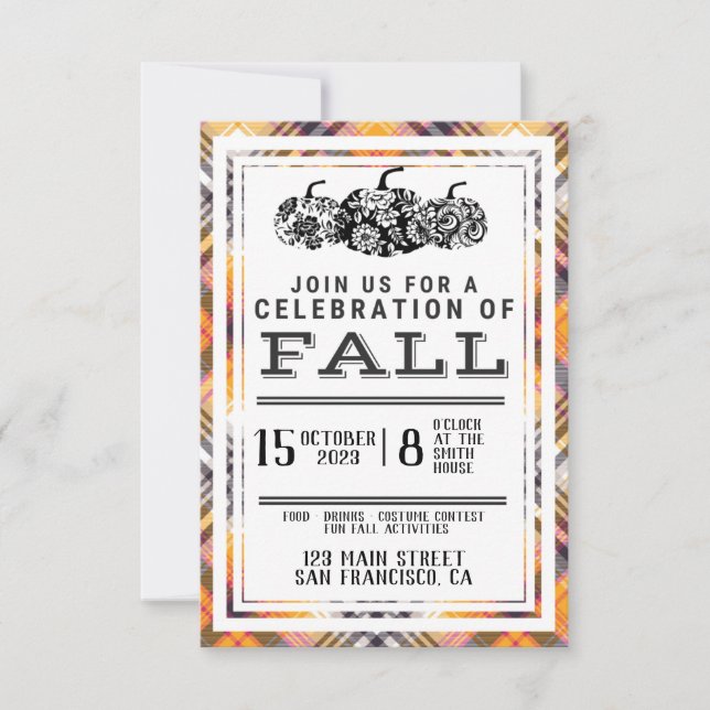 Invitation Automne, Autum Party, Halloween Party, Citrouille (Devant)