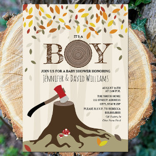 Invitation Automne Baby shower Automne Boy Lumberjack Douche