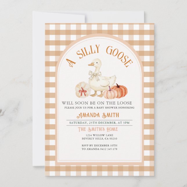 Invitation Automne Baby shower d'oie soie neutre par sexe (Devant)