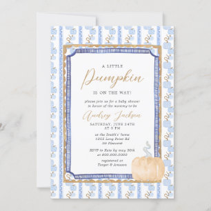 Invitation Automne Bleu Chinoiserie Bleu Citrouille Baby show