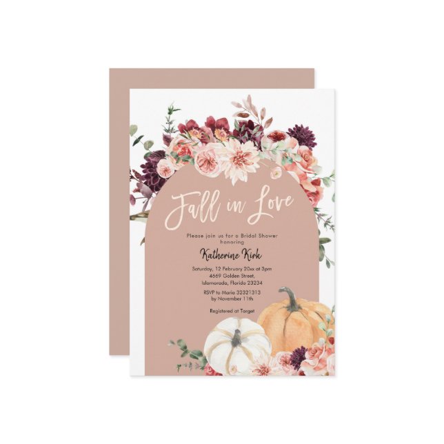 Invitation Automne Bohème moderne Arc automne en amour (Devant/Arrière en situation)