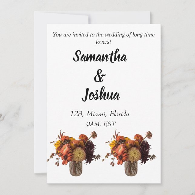 Invitation Automne Boho bohème rustique couple mariage (Devant)
