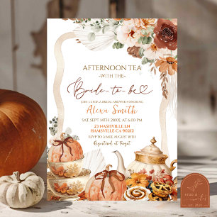 Invitation Automne Boho Coquette Citrouille Tea Party Fête de