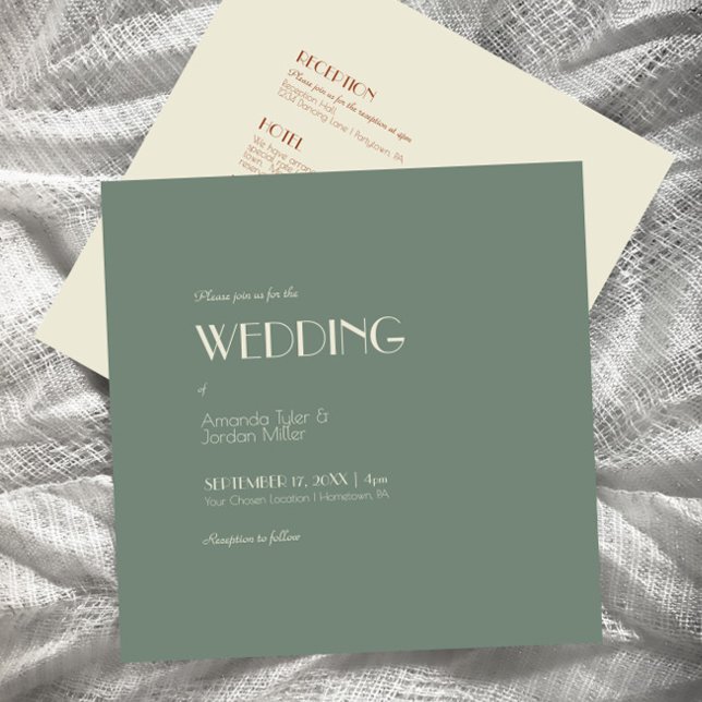 Invitation Automne Boho Déco Sage Vert Carré Tous un Mariage (Créateur téléchargé)