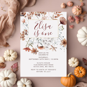 Invitation Automne Boho Fleurs sauvages 1er anniversaire fête