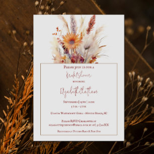 Invitation Automne Boho Floral Douche nuptiale   Blanc