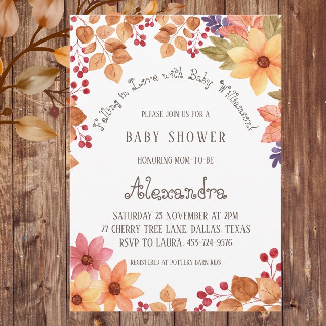 Invitation Automne Boho Floral Tomber dans le Baby shower d'a (Créateur téléchargé)