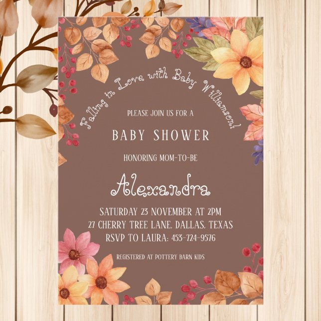 Invitation Automne Boho Floral Tomber dans le Baby shower d'a (Créateur téléchargé)