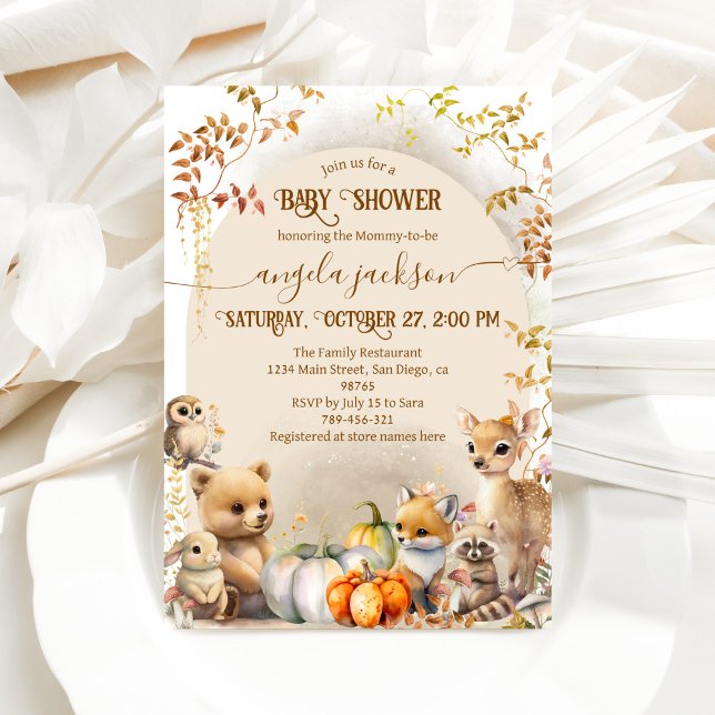 Invitation Automne Bois Animaux Baby shower Boho (Créateur téléchargé)