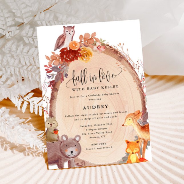 Invitation Automne Bois Animaux, Baby shower Curbside (Créateur téléchargé)