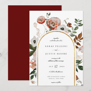 Invitation Automne Botanique Floral Arc Mariage