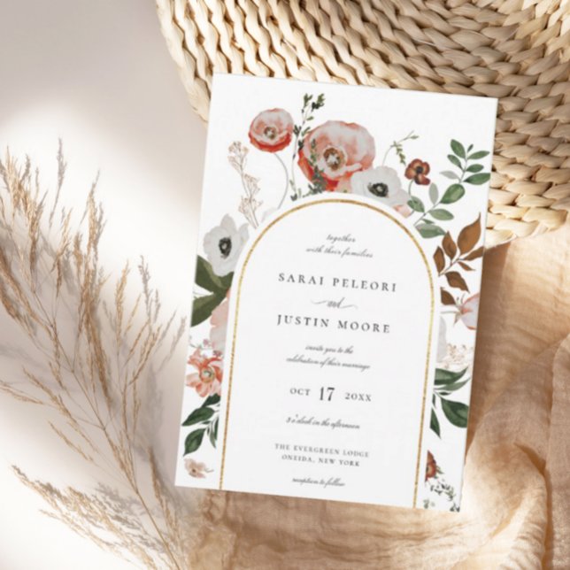 Invitation Automne Botanique Floral Arc Mariage (Créateur téléchargé)
