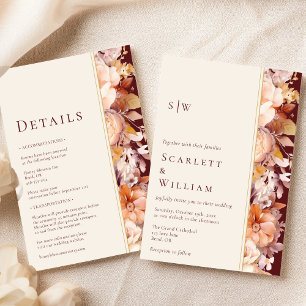 Invitation Automne Bourgogne Moderne Monogramme Mariage Tout