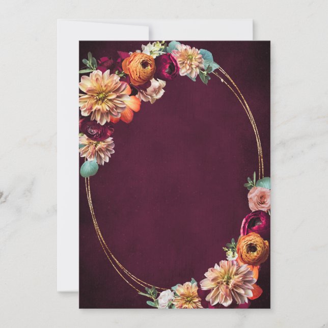 Invitation Automne Bourgogne Rouge Orange Blush Floral Mariag (Devant)