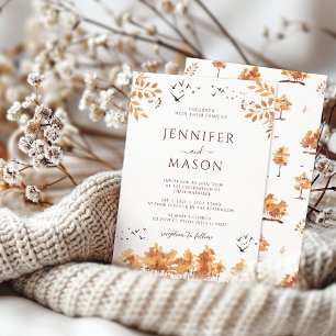 Invitation Automne Brown Paysage Automne Arbre Feuille Mariag