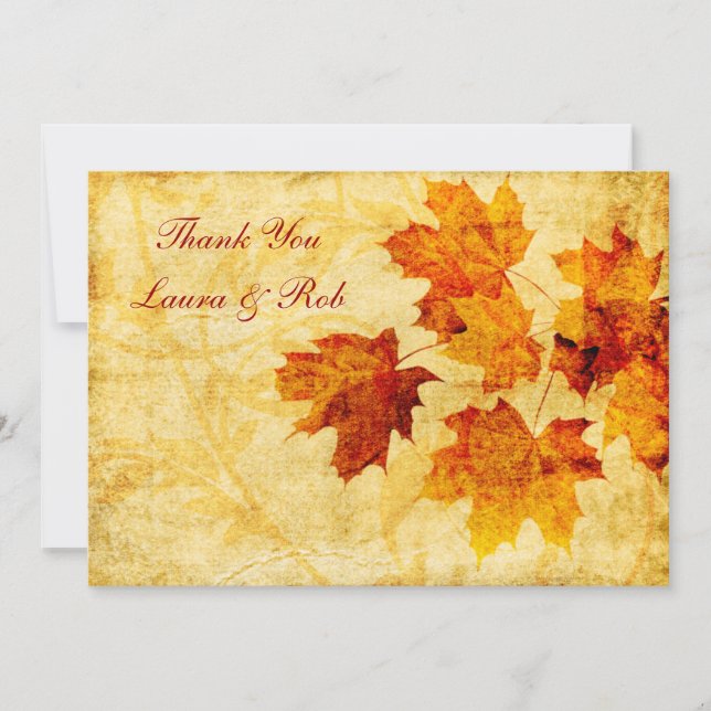 Invitation automne brun mariage Merci (Devant)
