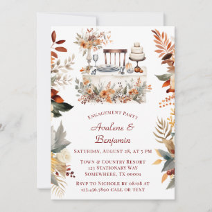 Invitation Automne Burgundy Orange Floral