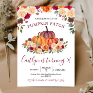 Invitation Automne Burnt Orange Citrouille Patch 5e anniversa