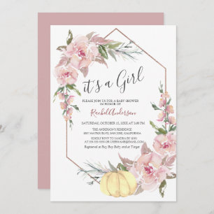 Invitation Automne C'est une fille Citrouille Baby shower Inv