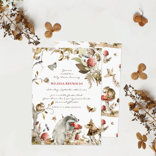 Invitation Automne Champignon Baby Shower Forêt de Bois
