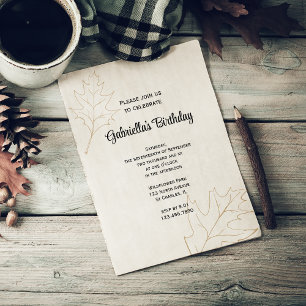 Invitation Automne Chêne Feuille fête d'anniversaire