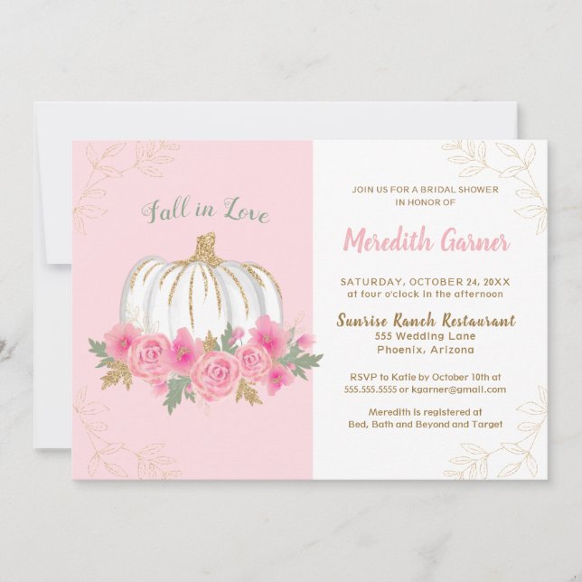 Invitation Automne Chic Automne Chic Citrouille Fête des mari (Devant)