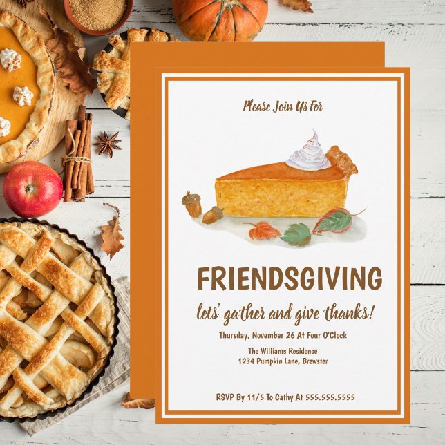 Invitation Automne Citrouille à tarte Friendsgiving Thanksgiv (Créateur téléchargé)