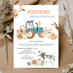 Invitation Automne Citrouille Animaux de ferme Anniversaire