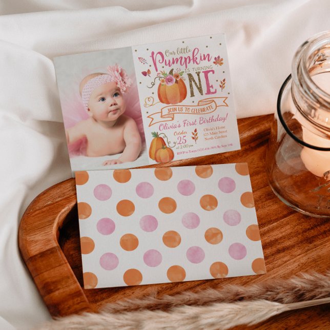 Invitation Automne Citrouille Automne Premier anniversaire In (Créateur téléchargé)