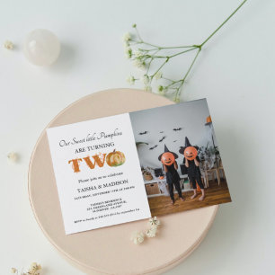 Invitation Automne citrouille automne Twins 2e anniversaire