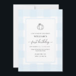 Invitation Automne Citrouille Bleu En vichy 1er anniversaire<br><div class="desc">Célébrez le premier anniversaire de votre fils avec cette invitation classique en vichy baby shower garçon. Le design se compose d'un design en vichy intemporel et d'un citrouille dessiné à la main. L'en-tête de script "premier anniversaire" est une image qui ne peut pas être modifiée. L'image de titre peut être...</div>