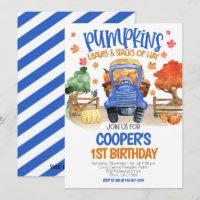 Automne Citrouille Blue Tractor Garçons Anniversai